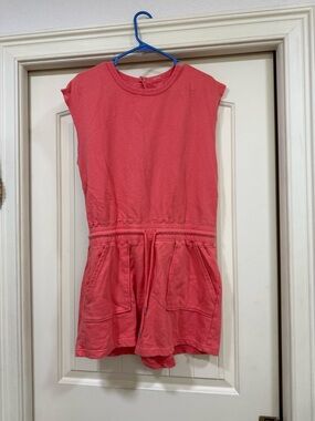 Altar'd State Coral Pink Romper with Drawstring Waist